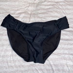 black swim suit bottoms with ruching